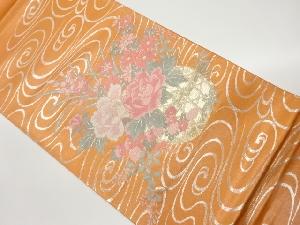 花籠に流水模様織出し袋帯